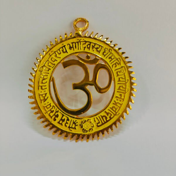 Metal Om Hanging in Sun Shape with Gayatri Mantra - Image 4