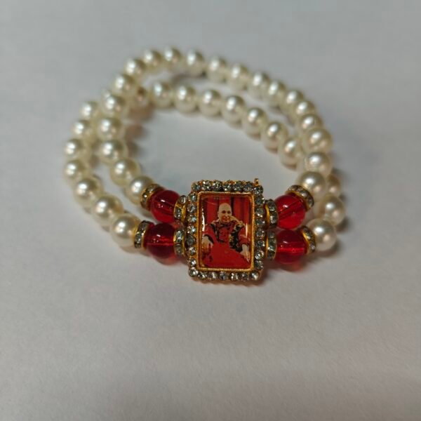 Guru Ji Bracelet - Double Layered - White and Red Moti - Image 2